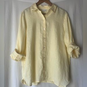 J Jill Yellow Linen Button down blouse